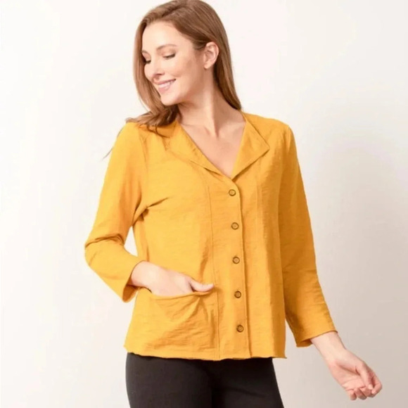 Habitat Cotton Lagenlook Pebble Rolled Edge Button Down Long Sleeve Cardigan Top - Picture 6 of 6